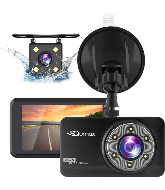 Qumax Auto Dashcam Voor en Achter Camera Full HD