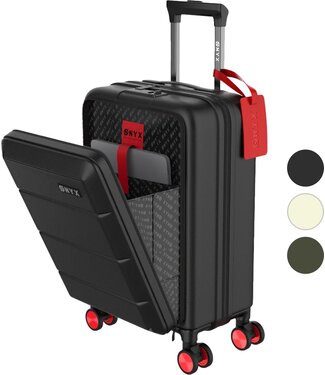 ONYX® ONYX® Handbagage Koffer met voorvak 35 L  - Lichtgewicht Trolley - INCL Slot - 55 cm - Zwart