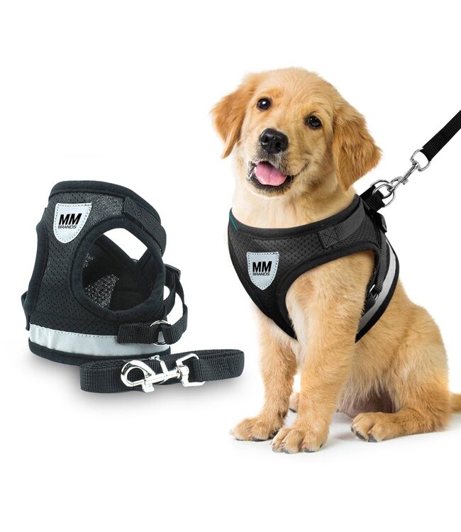 MM Brands Hondentuig | Reflecterend Harnas voor Honden Y-Vorm - Small - Zwart