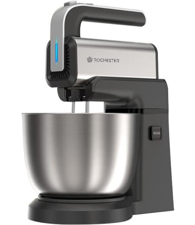 Rochester Handmixer met Mengkom - Keukenmixer - 250W - 5 Snelheden - Zwart RVS