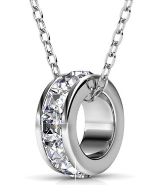 Yolora Yolora - Dames Ketting met Ring Hanger - Kalpa Camaka Kristallen - Zilverkleurig en 18K Witgoud Verguld