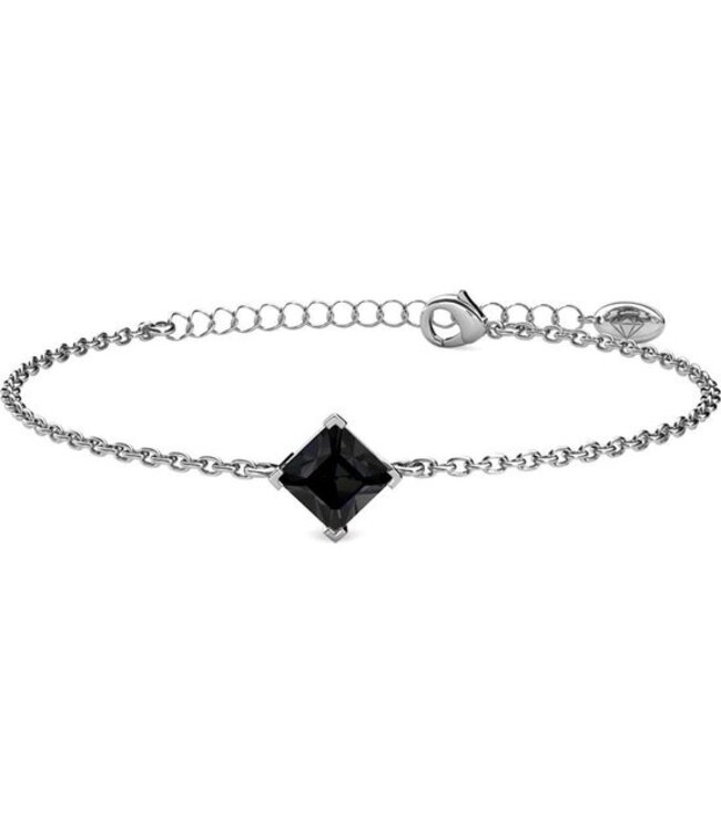 Yolora - Dames Armband met Bedel en Zwart Kalpa Camaka Kristal - Zilverkleurig - 18K Witgoud Verguld - Exclusieve Geschenkverpakking