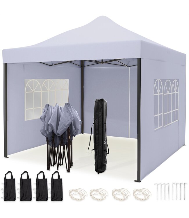 LifeGoods LFG Partytent - 3x3m - Zijwanden - Easy Up - Donkergrijs Partytent - 3x3m - Zijwanden - Easy Up - Donkergrijs - Copy