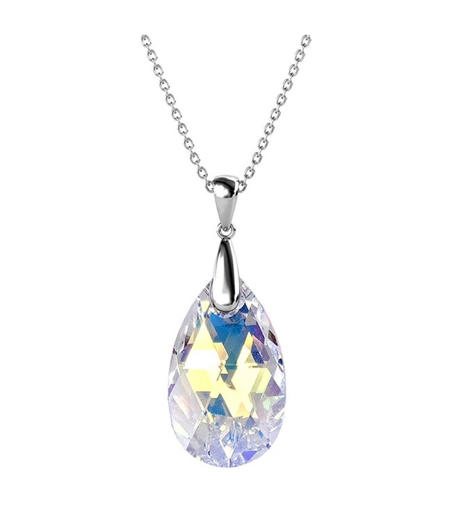 Yolora - Dames Ketting van Kalpa Camaka Kristal - Zilverkleurig - 18K Witgoud Verguld - In Exclusieve Geschenkverpakking