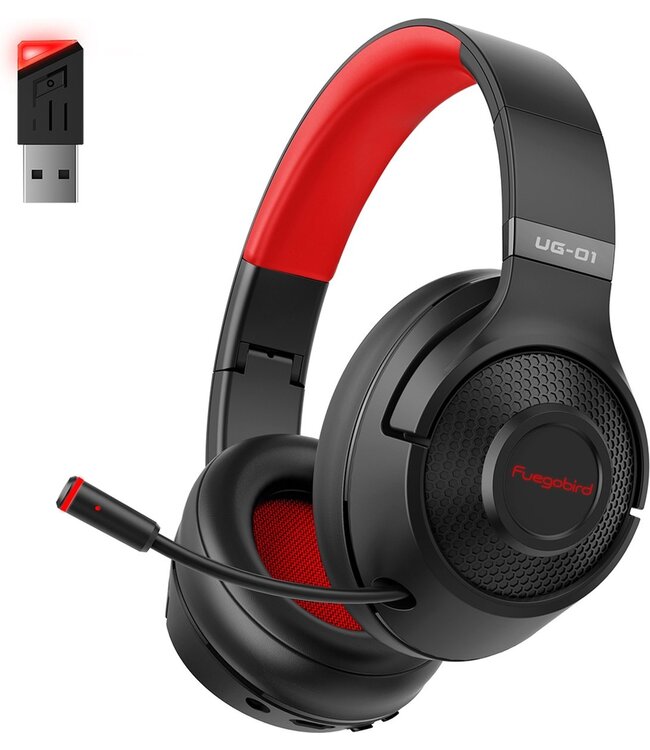 Fuegobird Fuegobird UG-01 2.4GHz Draadloze Gaming Headset - Bluetooth koptelefoon - Multiplatform - Geschikt voor PS4/PS5, Nintendo Switch - Rood