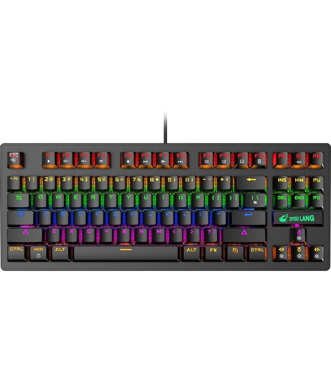 ZIYOULANG K2 RGB mechanisch 87keys TKL gaming toetsenbord - Windows/Mac game toetsenbord - blue switch - Mechanical Keyboard - anti-ghosting game toetsenborden - Zwart