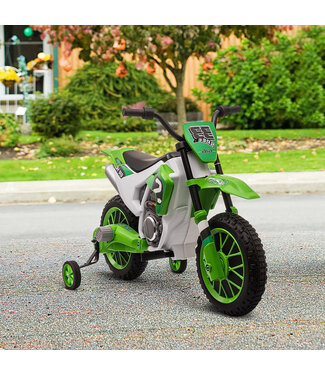 HOMdotCOM HOMdotCOM elektrische motorfiets kindermotor elektrisch voertuig kindervoertuig groen + wit