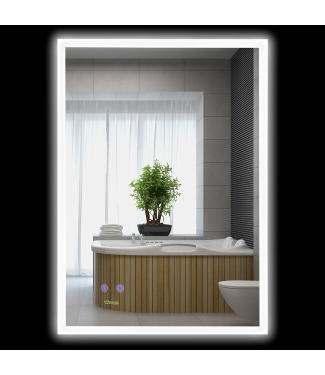 Badkamerspiegel met LED-verlichting, anticondensfunctie, aanraakschakelaar, geheugenfunctie, zilver 70x50 cm