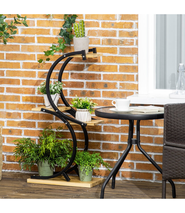 Sunny 4-laags S-vormige plantentrap met metalen frame