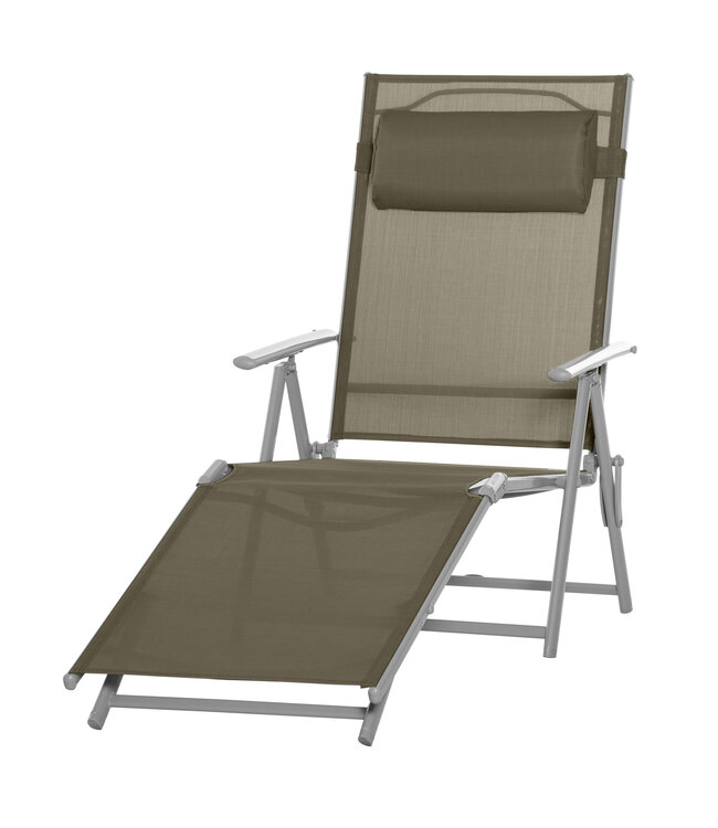Sunny ligstoel ligstoel tuin ligstoel 7 standen verstelbare strand ligstoel met kussen opvouwbaar mesh metaal grijs+zilver