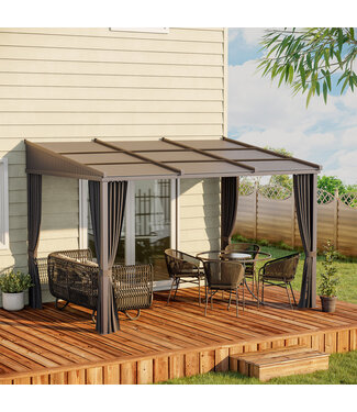 Sunny Sunny Pergola 3,65m x 2,55m paviljoen met schuifdak, grijze gordijnen