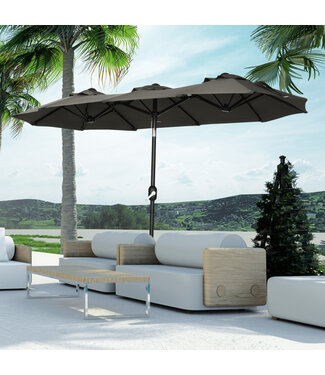 Sunny Sunny parasol, tuinparasol, kantelbaar, met handslinger, winddak, polyester+staal, grijs, 285 x 147 cm