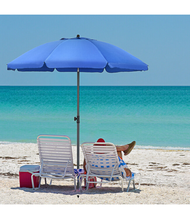 Strandparasol, parasol, met ventilatieopeningen, inclusief beschermhoes, verstelbare helling, UV50+ Ø1,80, blauw