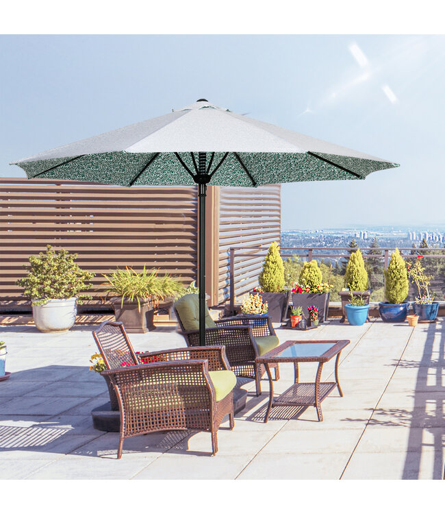 Sunny Parasol, Ø292 cm Patio Paraplu met 8 Palen voor Tuin, Metaal