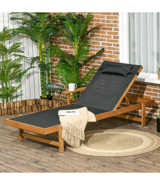 Sunny Sunny ligstoel, ligstoel voor in de tuin, met verstelbare rugleuning, zwart