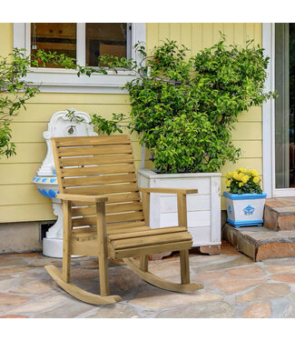 Sunny tuinstoel, schommelfunctie, brede zitting en rugleuning, natuurlijk hout, 64 x 86 x 85 cm