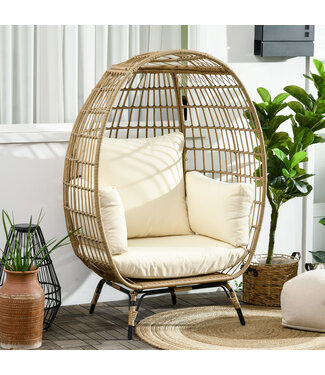 Sunny Sunny Rotan Stoel in Mandvorm Rotan stoel met zitkussen tuinstoel metaal