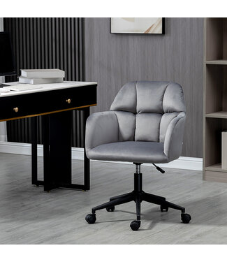 Vinsetto Bureaustoel Vinsetto met fluwelen look, in hoogte verstelbare bureaustoel, grijs