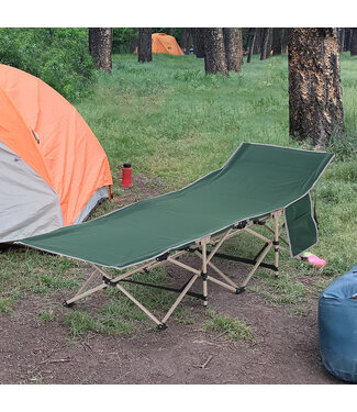Sunny Campingbed, campingbed, opvouwbaar, weerbestendig, incl. Draagtas, 190 cm x 68 cm x 52 cm, groen+beige
