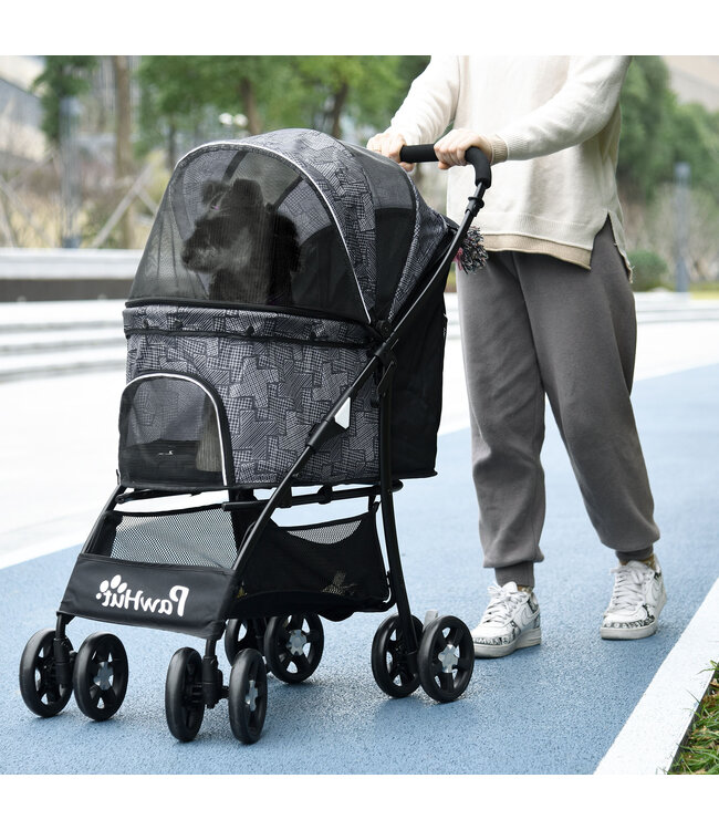 Paws hondenbuggy, opvouwbare hondenwagen, hondenbuggy met kussen, kinderwagen voor katten