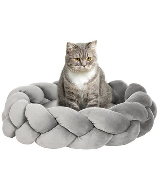 Paws Huisdierbed met kussen, kattenbed, hondenmand, wasbaar, 55 cm x 55 cm x 14 cm, grijs