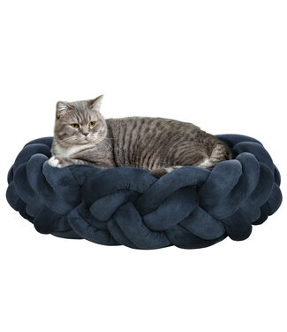 Paws Huisdierbed met kussen, kattenbed, hondenmand, wasbaar, diameter 60 x 18 cm, blauw