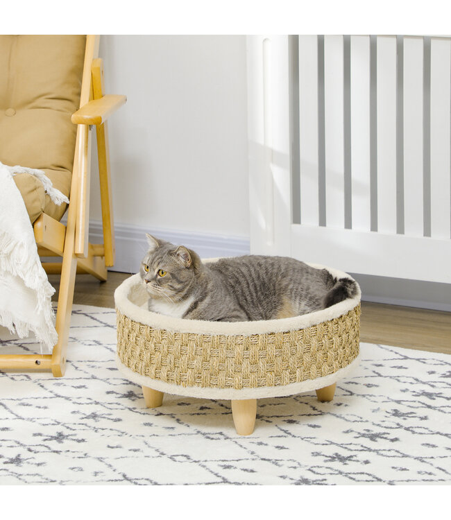 Paws Hondenbed, verhoogde hondenligstoel met kussen, kattenbed, huisdierbed, rond