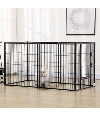 Paws Puppy outlet, puppyhek, afsluitbare deur, 6 panelen, in grootte verstelbaar van 82,5 cm tot 150 cm, zwart