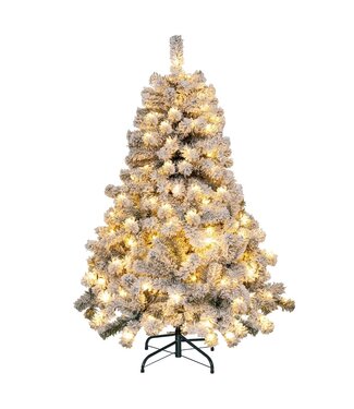 Coast Coast - Kunstkerstboom - MET Sneeuw & Metalen Standaard - Incl. 150 Warm witte LED's - Wit - 137 cm