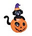 Coast Coast Opblaasbare Halloween-Decoratie Zwarte Kat met Tovenaarshoed in Pompoen - 150 cm hoog - Oranje