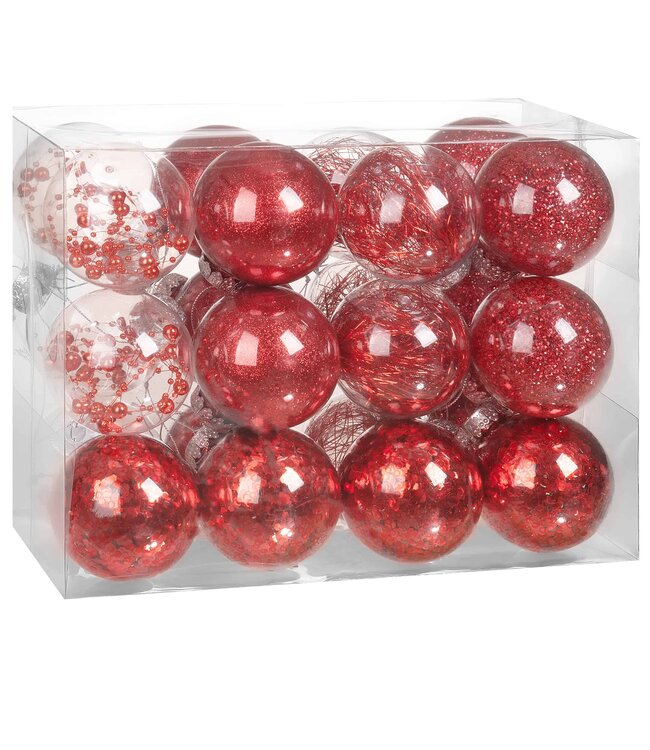 Casaria Kerstballen - Rood - 24-delig - 6cm