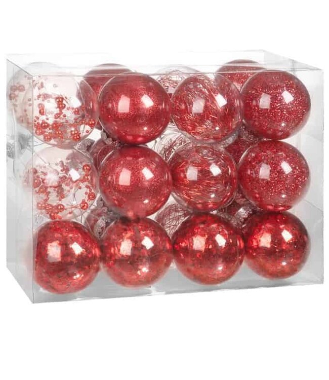 Casaria Kerstballen - Rood - 24-delig - 7cm