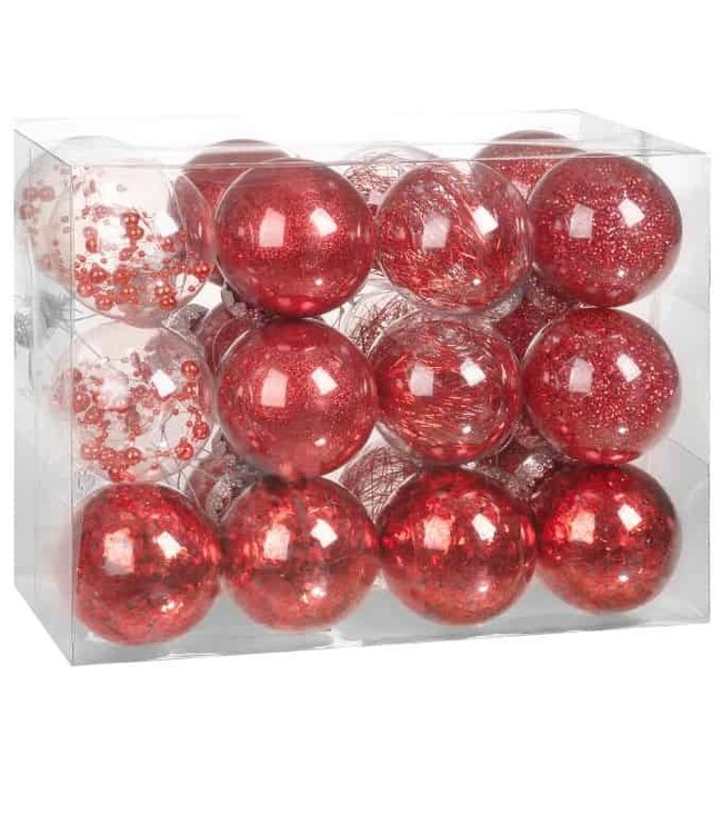 Casaria Kerstballen - Rood - 24-delig - 8cm