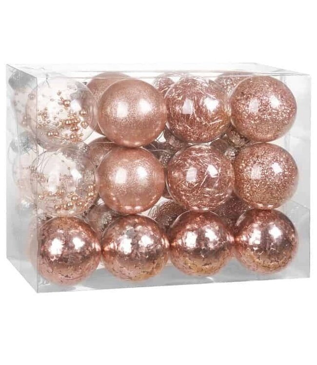 Casaria Casaria Kerstballen - Roségoud - 24-delig - 8cm