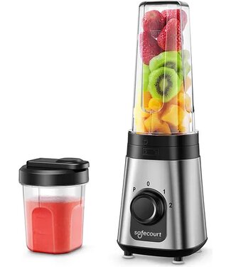 Safecourt Kitchen Safecourt Kitchen - Krachtige sportblender - To Go blender - RVS - Twee drinkbekers