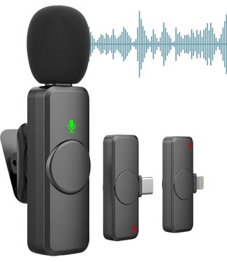 URGOODS Draadloze Microfoon - Dasspeld Microfoon - Lavalier Microfoon - Draadloze Microfoonset - USB C en Iphone
