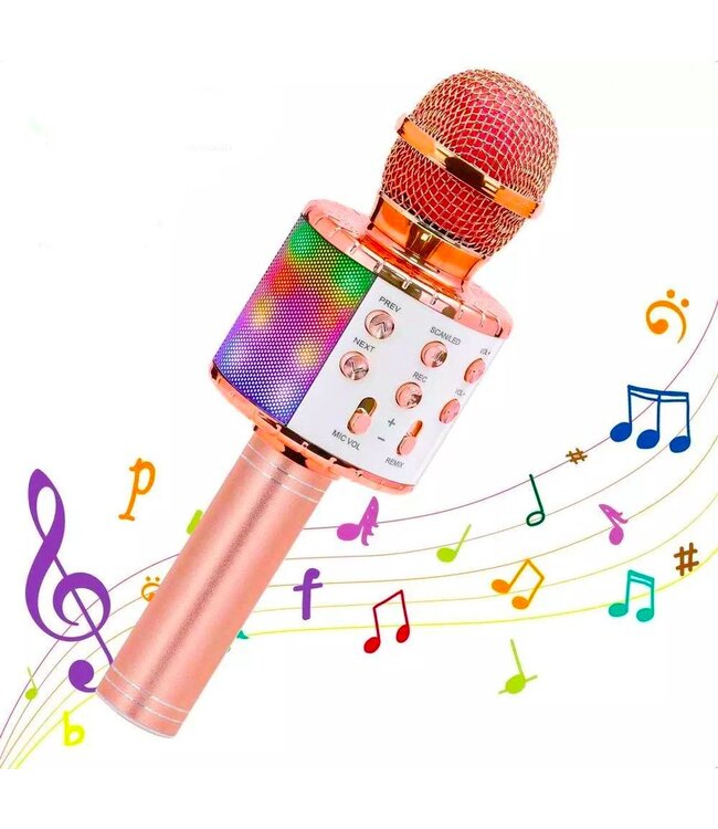 Karaoke Microfoon Bluetooth - Karaoke met LED Licht - Rosé Goud