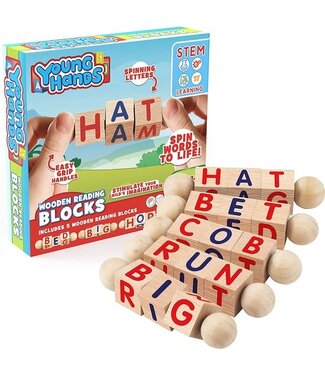 Creative Kids Creative Kids - Houten leesblokken - Set van 5 draaiende alfabetblokken - Easy-Grip handvatten - Kleuterschool & Voorschoolse leeractiviteiten - Letter werk - Houten Montessori speelgoed geschenken voor kinderen & peuters