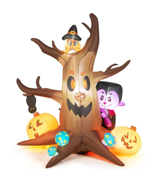 Coast 180 cm hoge opblaasbare dode Halloween -boom met pompoen spookboom met LED -lichten