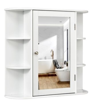 Coast Coast wandkast badkamer spiegelkast met spiegeldeur en planken wit 65 x 17 x 63 cm