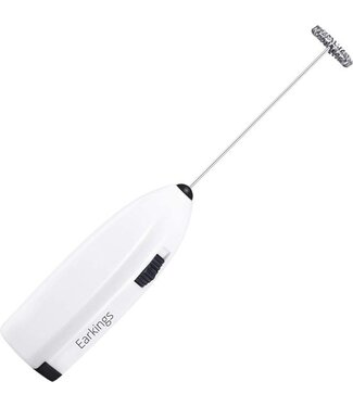 EarKings Earkings Melkopschuimer - Melkopschuimer Elektrisch voor Heerlijk Melkschuim - Eenvoudige en Makkelijke Melkschuimer - Melkopschuimer Handmatig Wit
