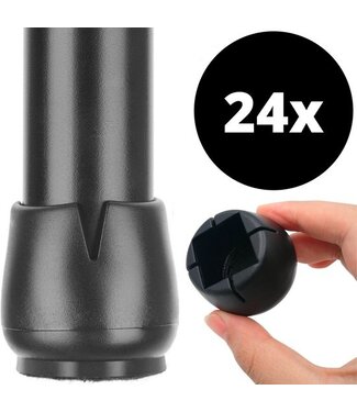 EarKings Stoelpoot Beschermers Vloerbeschermer Ø22-25 mm - Stoelpootdoppen Meubeldoppen 24 stuks - Ronde & Vierkante Stoeldoppen Vloerbeschermer Stoelen - Earkings Zwart