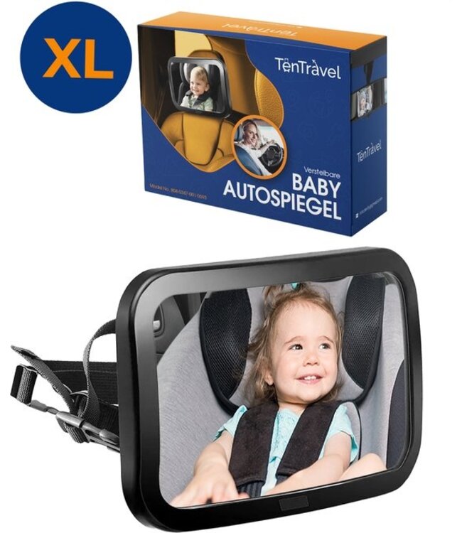 TenTravel TenTravel Verstelbare Autospiegel Baby - Achteruitkijkspiegel -  Auto Spiegel - 360 Graden Draaibaar - 25.5 x 17.5 CM