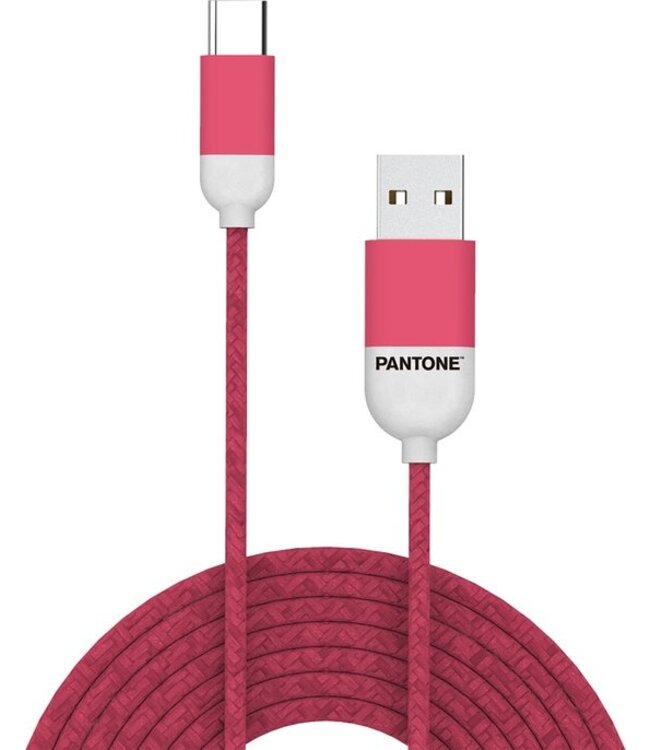 USB-Kabel Type-C, 1,5 meter, Rood - Rubber - Celly | Pantone
