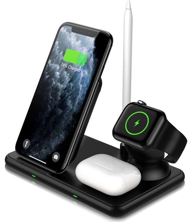 MW® DO03 - 4-in-1 Wireless Charger - Draadloze Oplader - Voor iPhone, iWatch & AirPods - Qi Lader