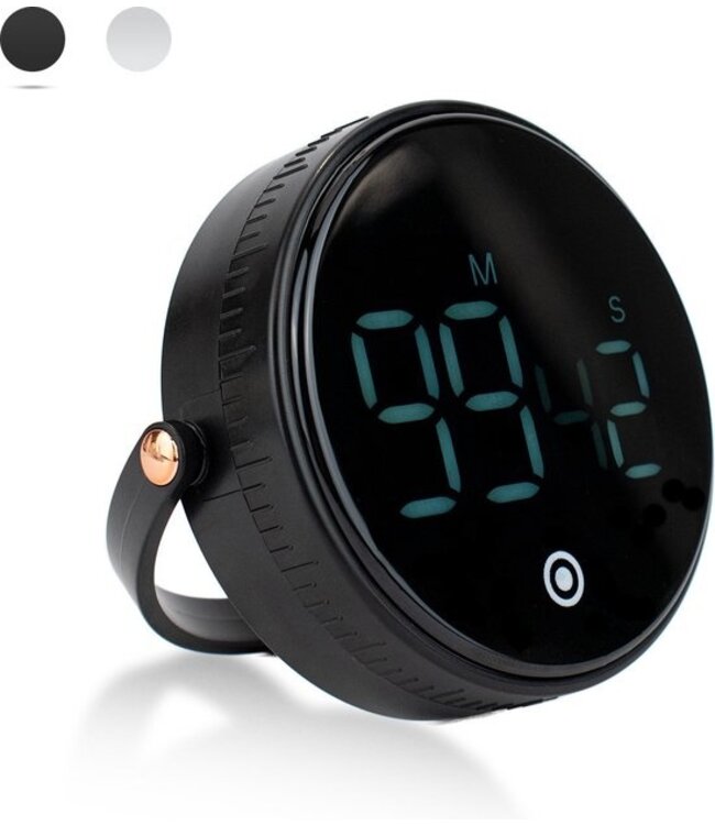 Nimma® Kookwekker - Digitale Keukenwekker - Magnetisch - Incl. Timer en Stopwatch - Draaiknop - Led - Zwart