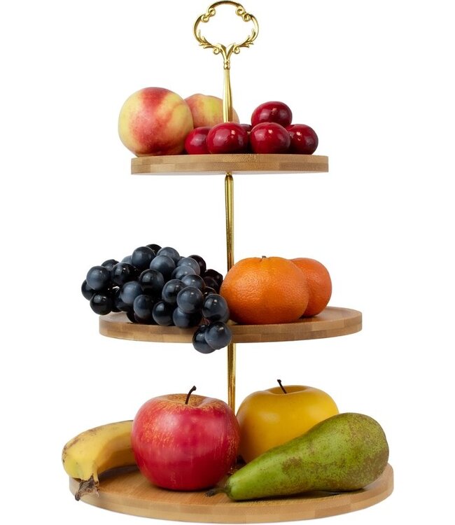 Nimma® Etagere - 3 Laags Serveertoren - Cake stand - Taartstandaard - Fruitschaal - Bamboe Hout