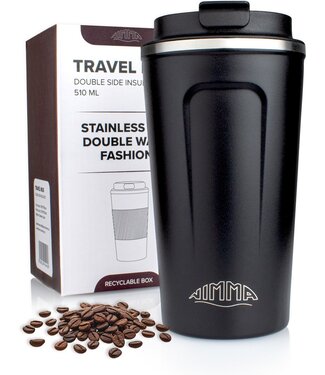 Nimma® Nimma® Thermosbeker - 500 ml - Koffiebeker To Go - RVS - Zwart