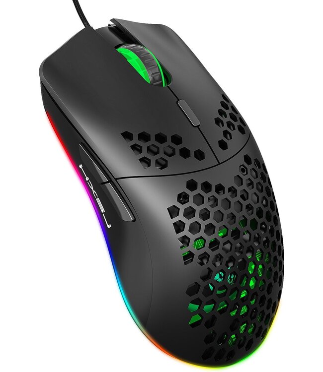 HxSJ HXSJ J900 Optisch Gaming Muis - Ultra licht - RGB Verlichting - 6400 DPI - Zwart