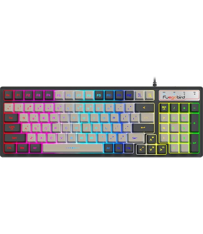 Fuegobird Fuegobird V600 Membraan Gaming Toetsenborden - Bedraad Toetsenbord - RGB Verlichting - 96 keys - Grijs wit